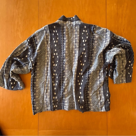 GAP SM Women's Blue Patterned Cotton Open Front Sweater - Picture 12 of 13